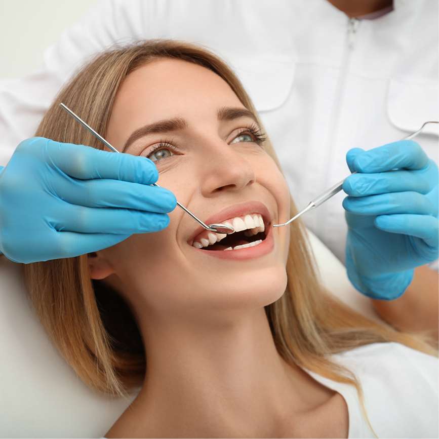 Woman smiling during check up